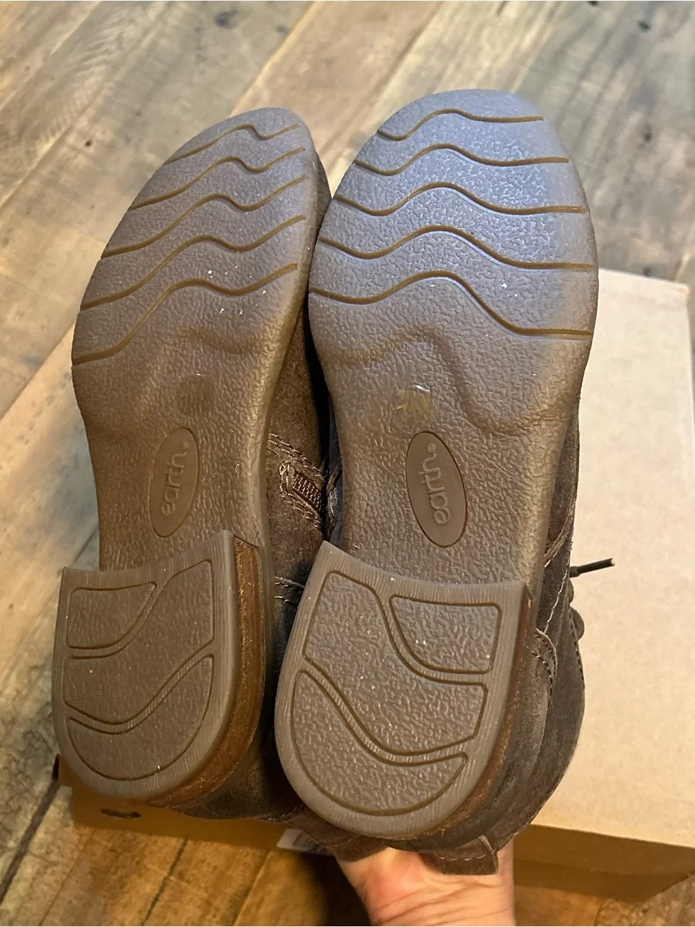 New Earth Leather Lace-Up Ankle Boots Janel Medium Brown Size Womens Size 7 M